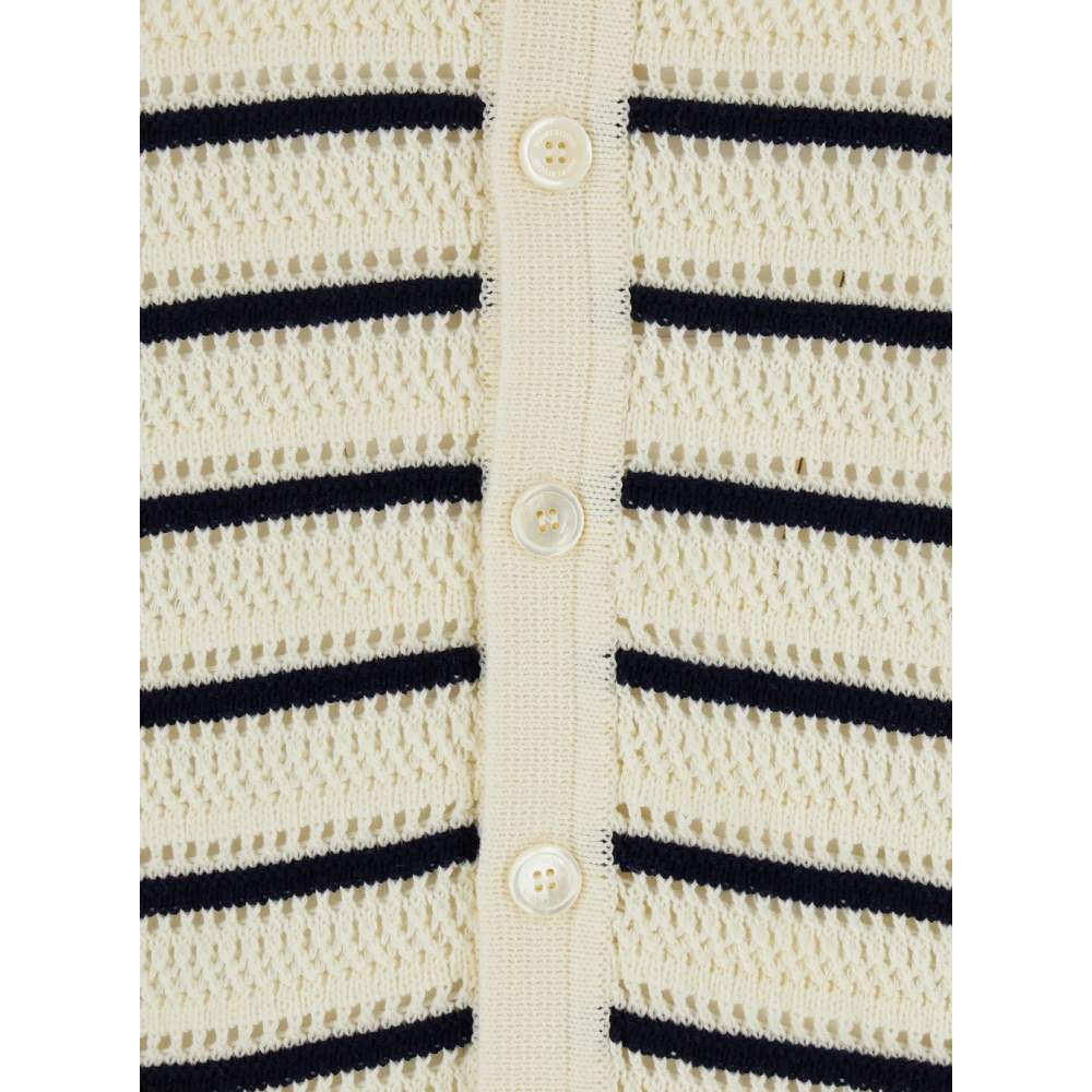 Dunst Witte Gebreide Vest met Brede Kraag White Heren