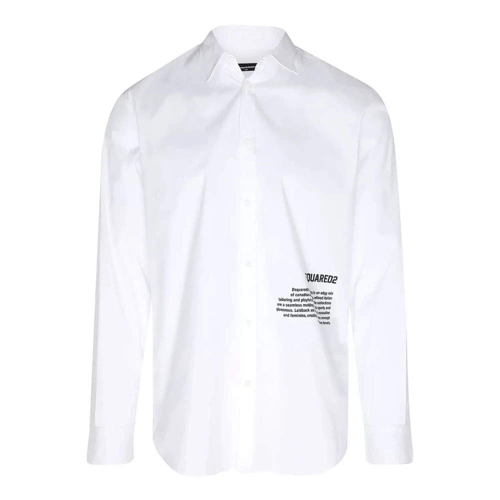 Dsquared2 Witte Katoenen Overhemd Klassiek Lange Mouw White Heren