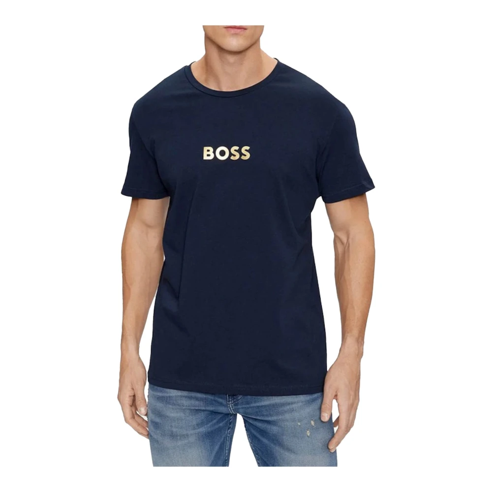 Hugo Boss Blauw Logo Katoenen T-shirt Blue Heren
