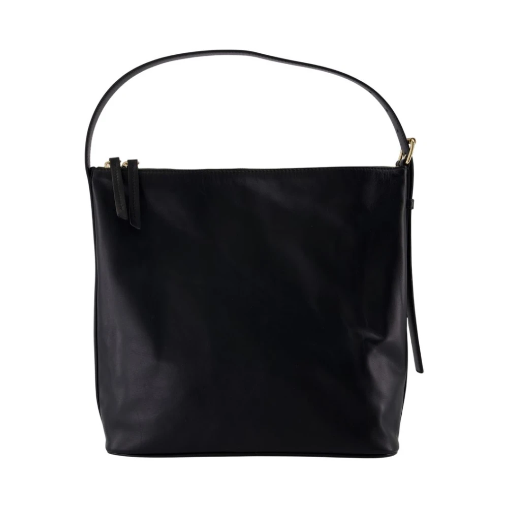 A.p.c. Svart Läder Axelväska Med Topphandtag