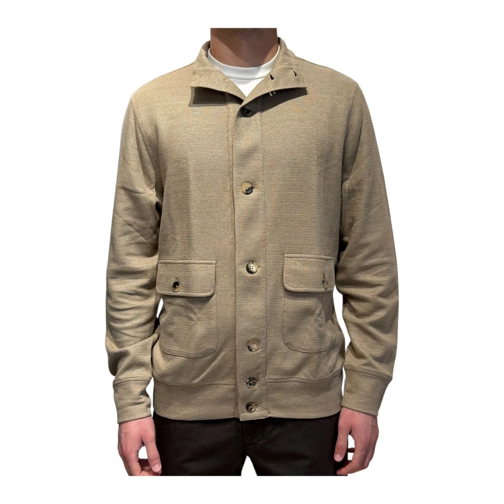Filippo De Laurentiis Beige Cardigans, Male, L, Dublin Button Up Cotton And Linen Cardigan