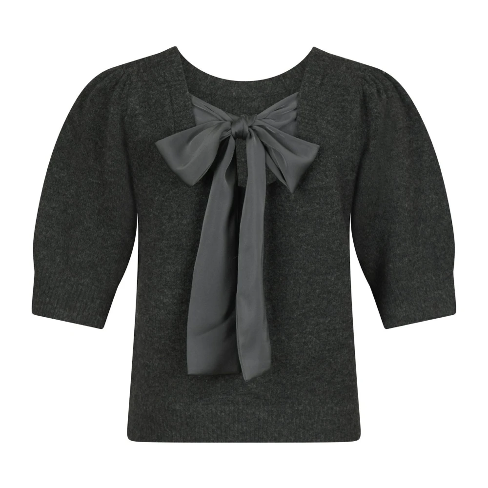 NEO NOIR Bow Knit Tee Antraciet Gray Dames