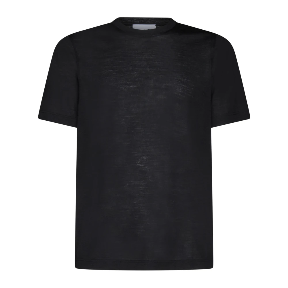 D4.0 Zwart Slub Textuur Crew Neck T-shirts Black Heren