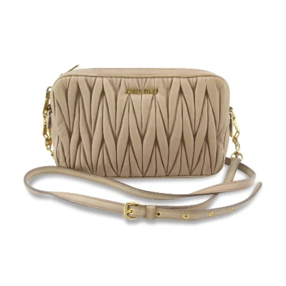 Miu Pre-owned Leather crossbody-bags Beige Dames