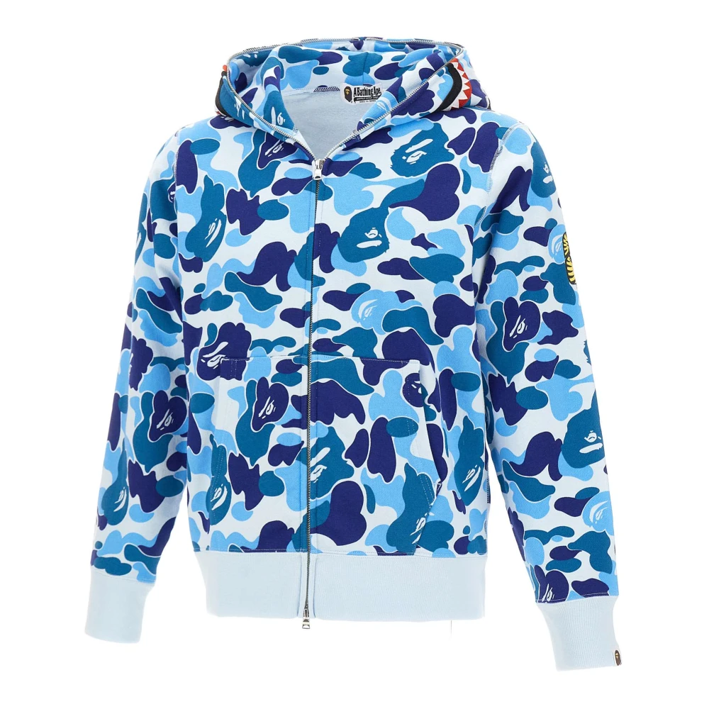 A Bathing Ape Men's Blue Zip-Throughs, Xl, Abc Camo 2Nd Shark Hoodie