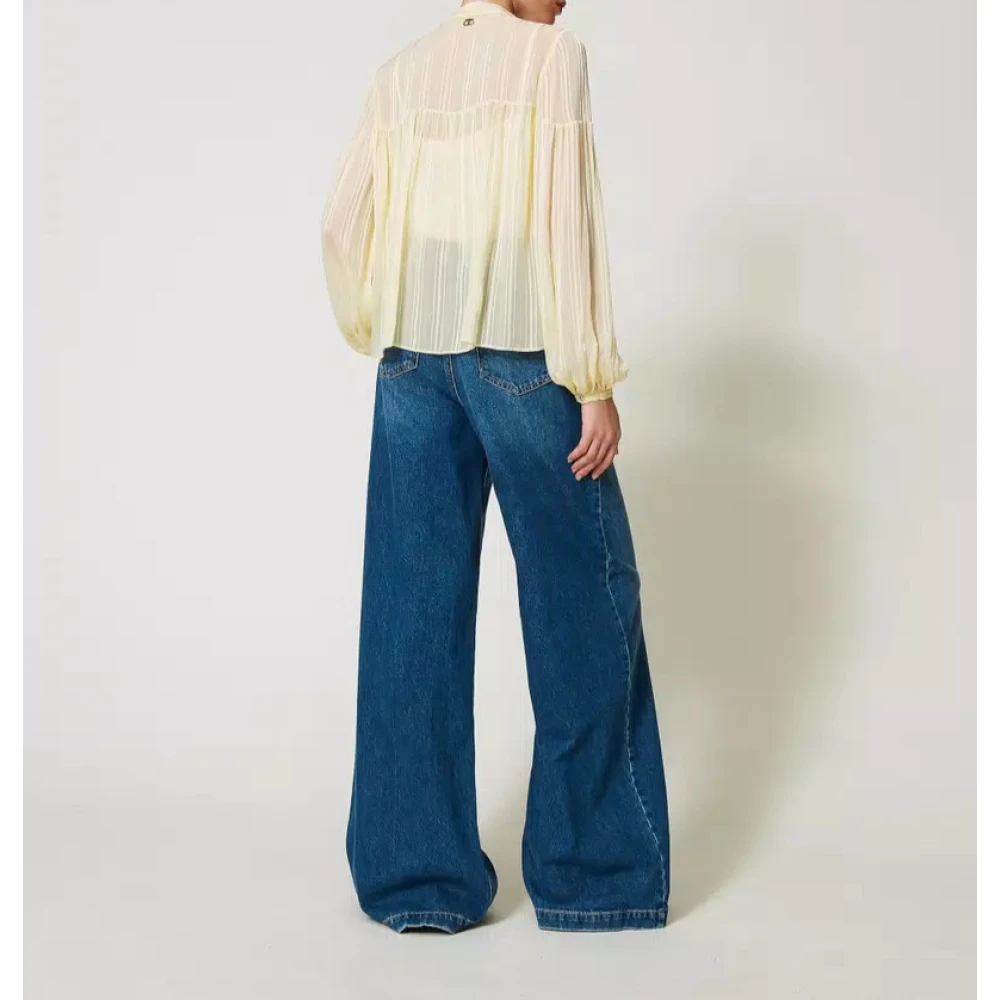 Twinset Wijde jeans met ovale riem Blue Dames