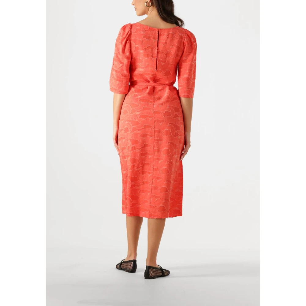 Object Oranje Midi Jurk met 3 4 Mouwen Orange Dames