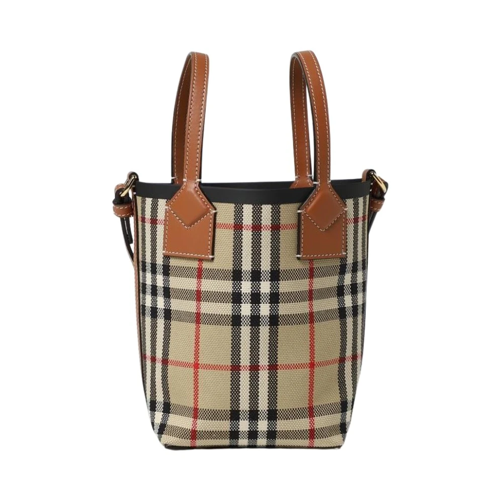 Burberry Vrouw Beige Tassen Dames, One Size, Check Tote Tas