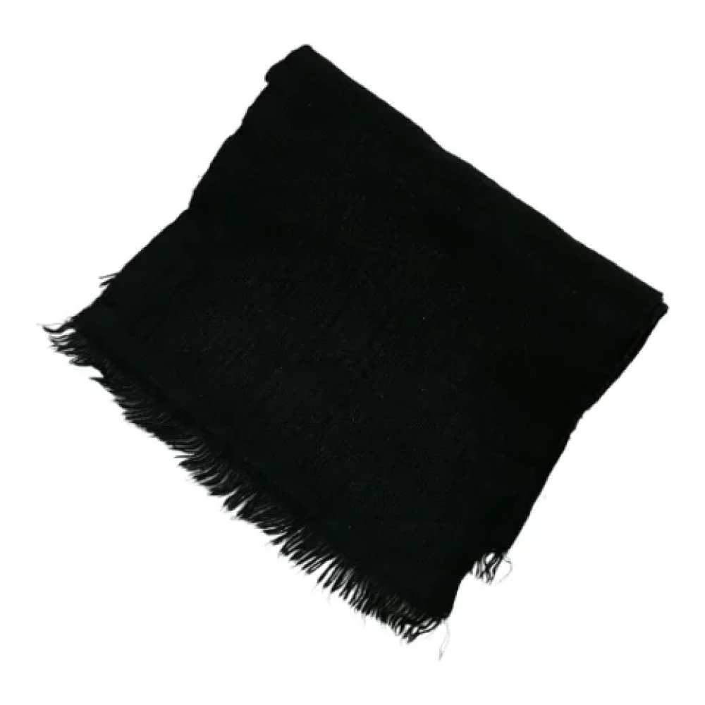 Louis Vuitton Vintage Tweedehands Zwarte Wol Louis Vuitton Sjaal Black Dames