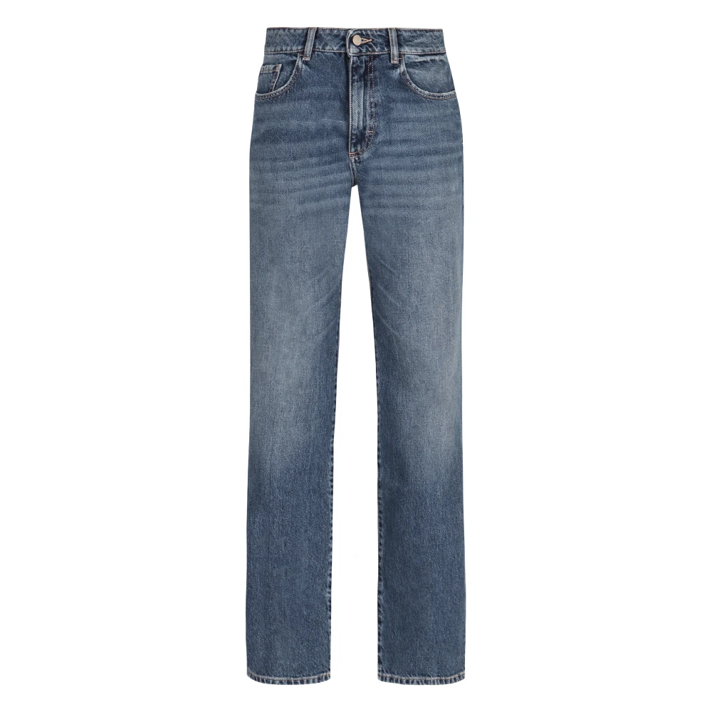 Icon Denim Rechte Jeans met Achterlogo Blue Dames