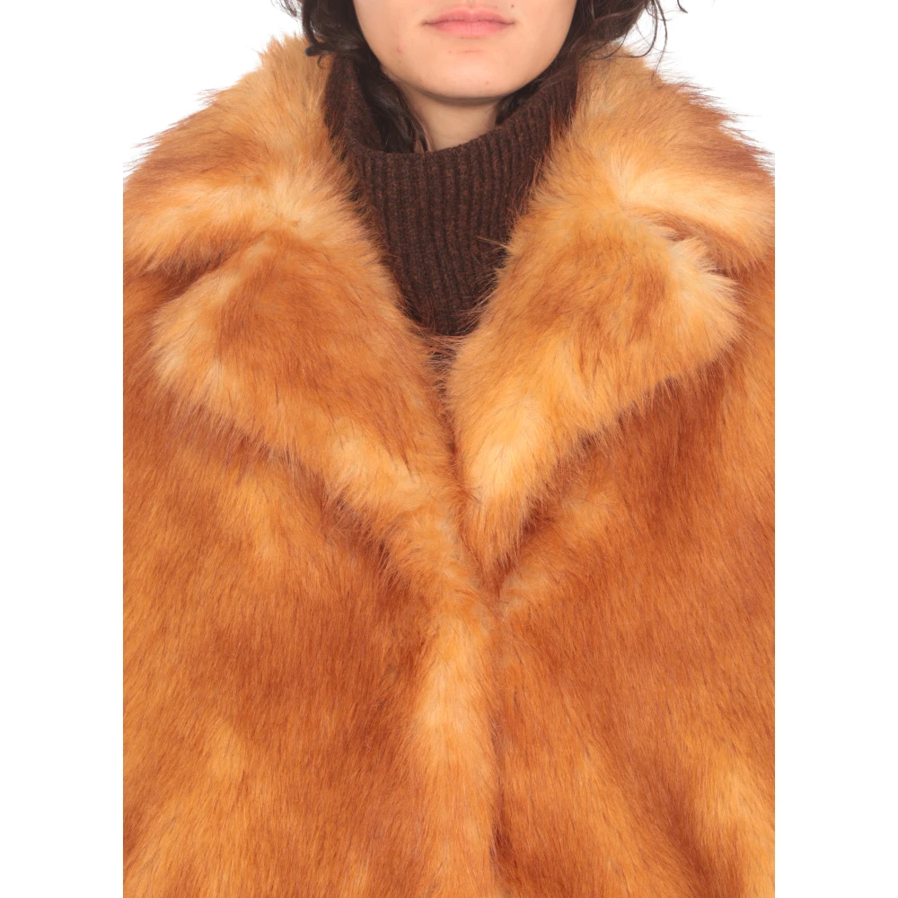 Stand Studio Bruine Faux Fur Kraag Jas Brown Dames