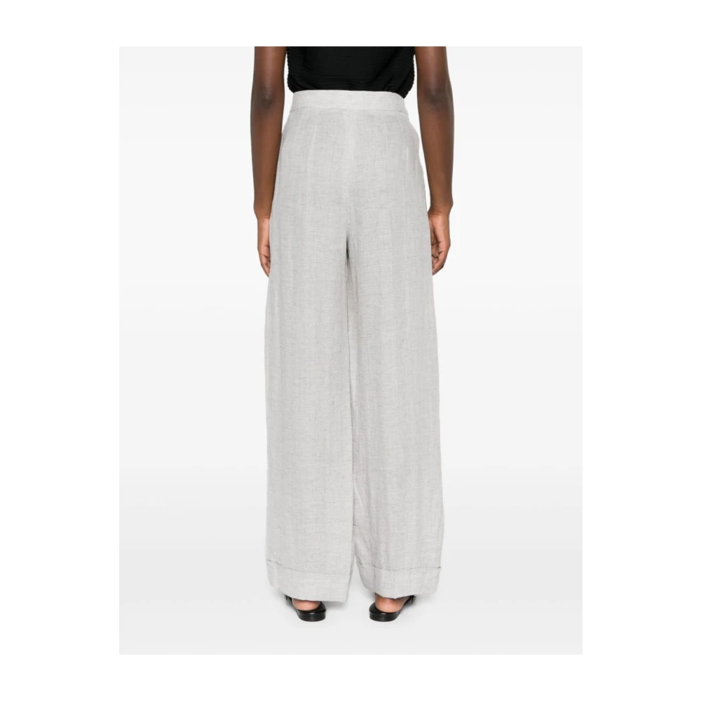 Emporio Armani Grijze Linnen Blend Broek met Dart Detailing Gray Dames