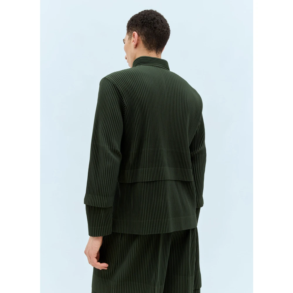 Issey Miyake Geplooide Zip-Up Cargo Jas Green Heren