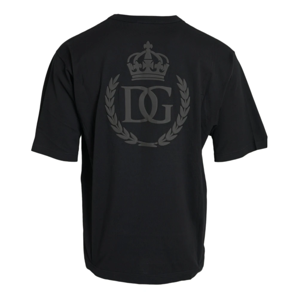Dolce & Gabbana Zwart Logo Ingelegde Crew Neck T-shirt Black Heren