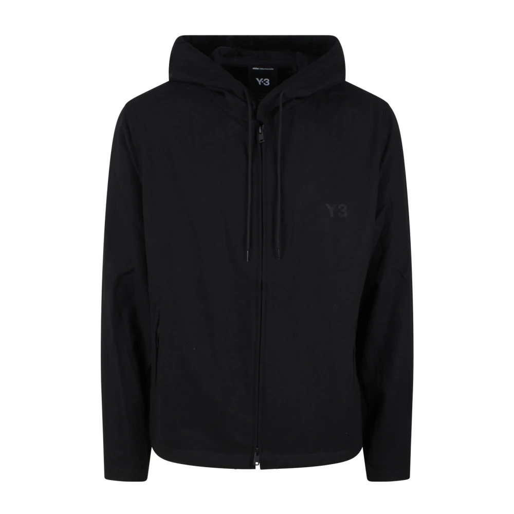 Y-3 Flanellen Hoodie met Rits Black Heren