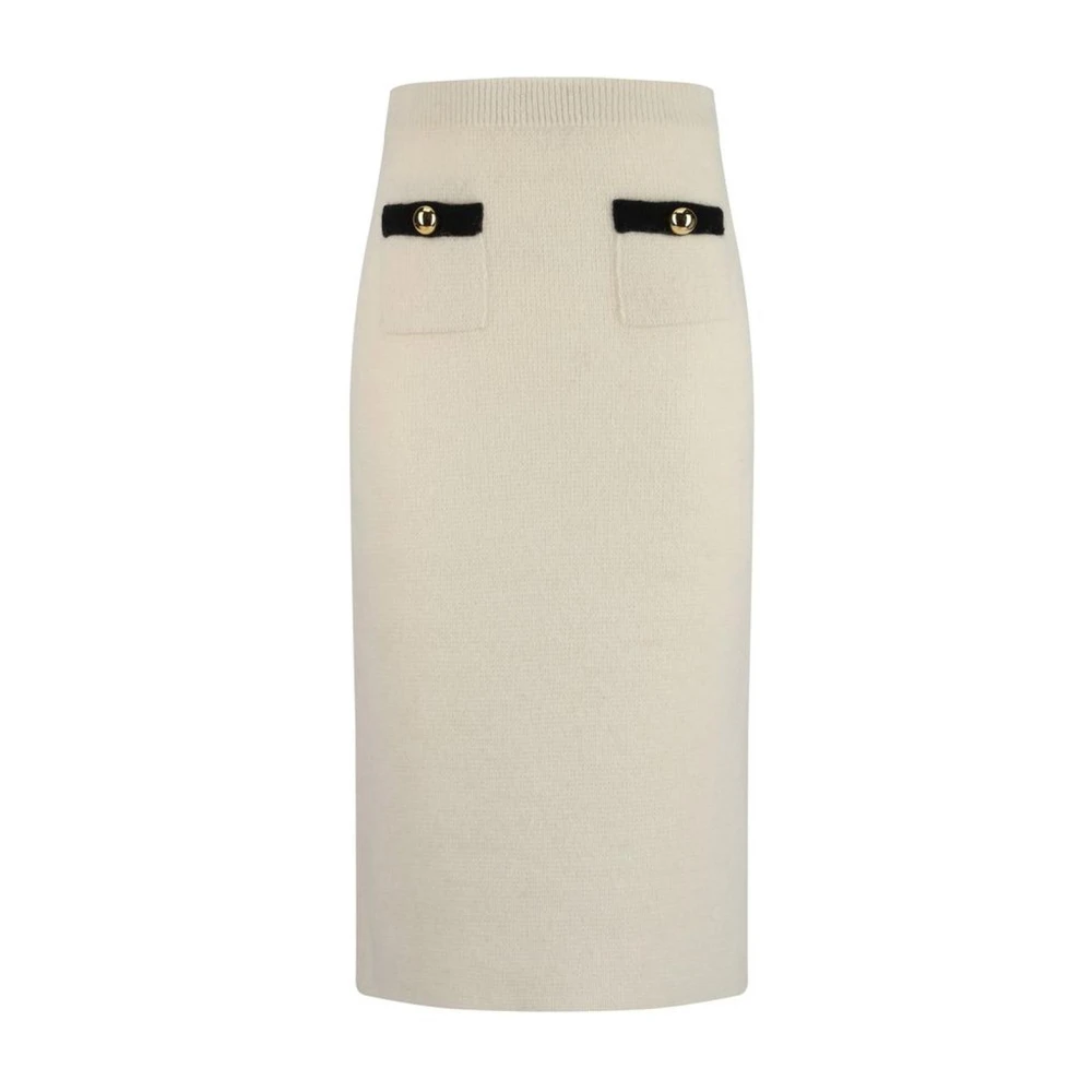 Alessandra Rich Jewel Applique Alpaca Midi Rok White Dames