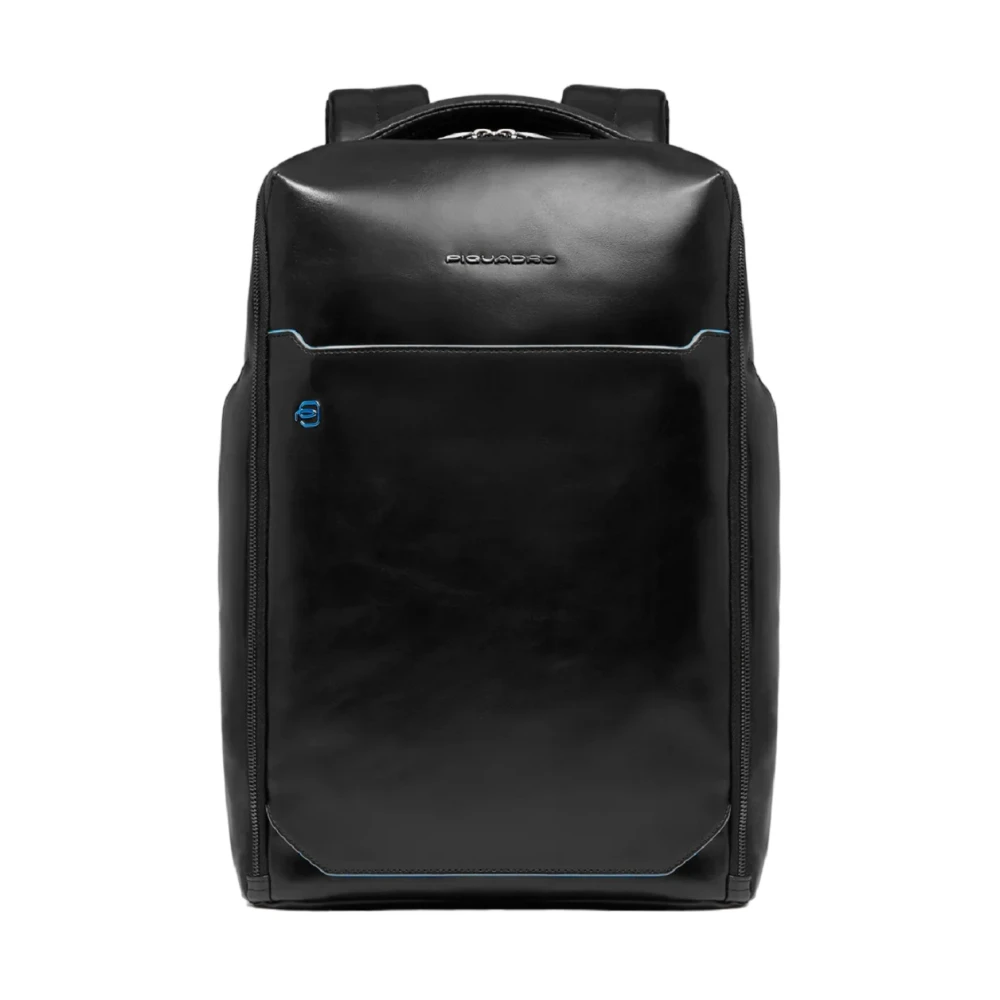 Piquadro Zwarte leren laptoptas met trolleybevestiging Black Unisex