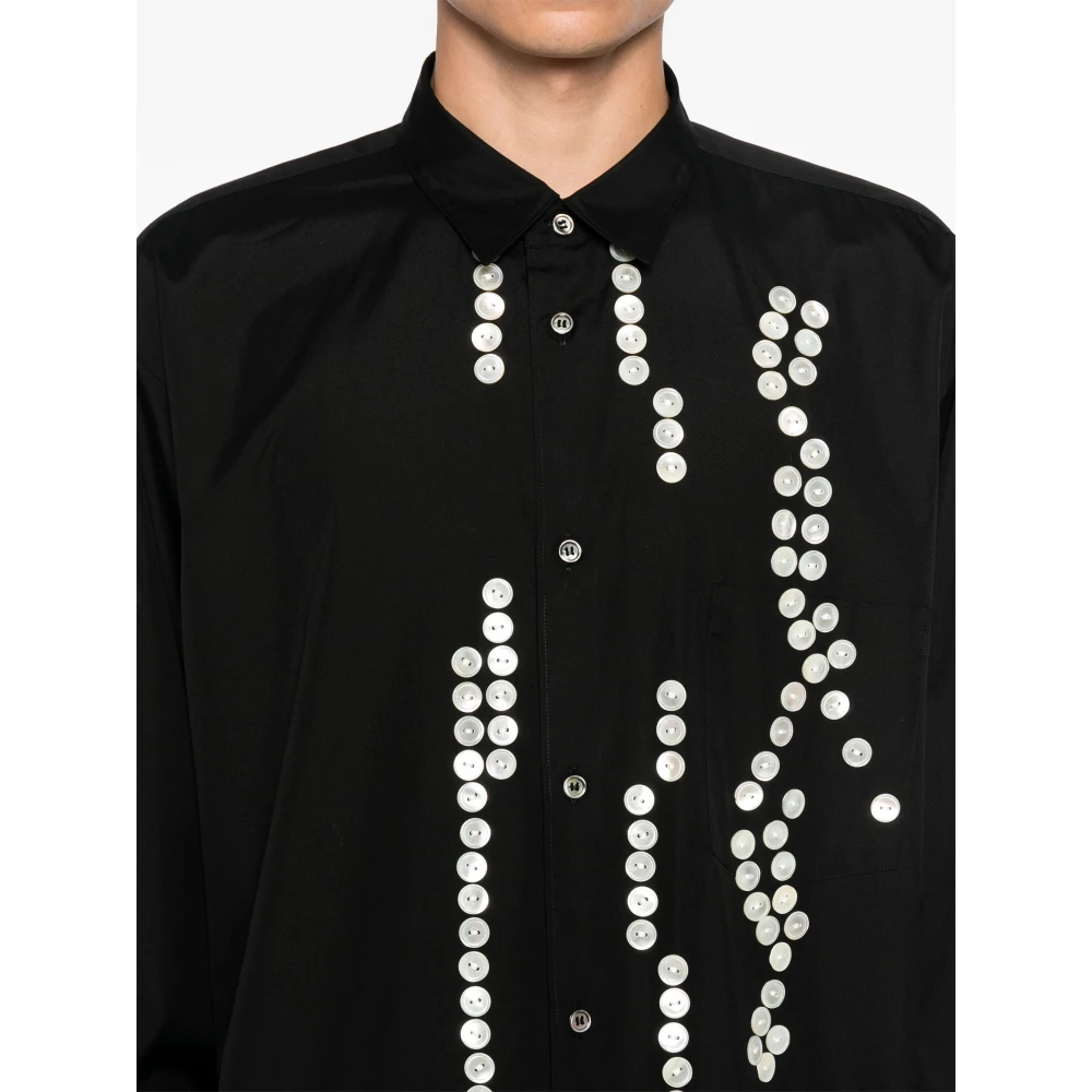 Comme des Garçons Zwarte Button-Detail Shirt met Unieke Vouwdetails Black Heren