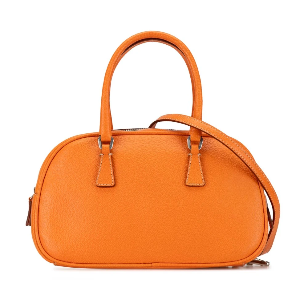 Prada Vintage Women's Orange Vintage Tote Bags, One Size, Pre-Owned Mini Cinghiale Satchel