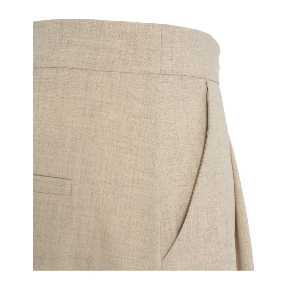 Ottod'Ame Beige Geplooide Bermuda's Beige Dames
