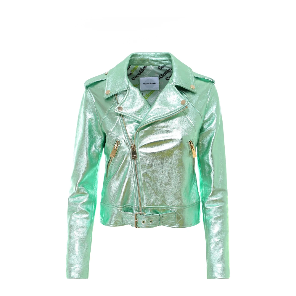 Coco Cloude Leather Jackets Green Dames