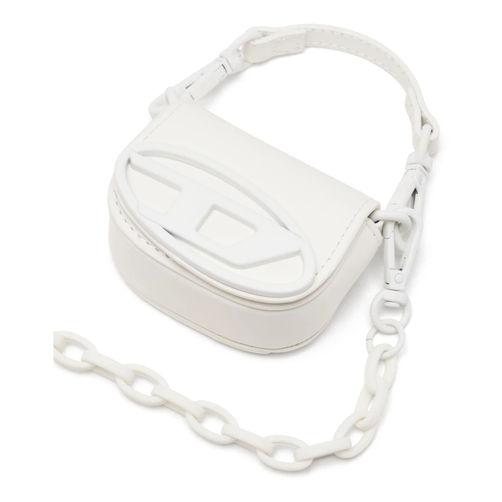 Diesel Iconic micro bag charm in matte leather White Dames