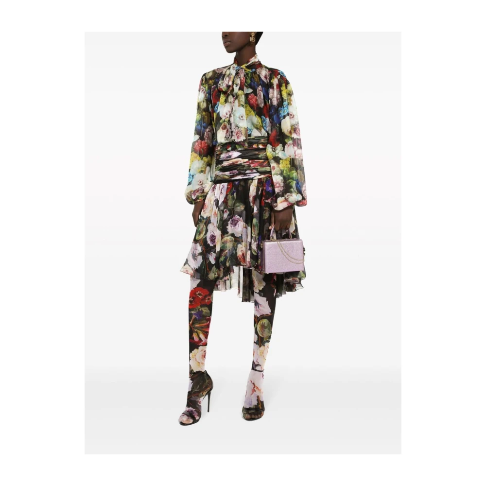 Dolce & Gabbana Bloemenprint Zijden Chiffon Shirt Multicolor Dames