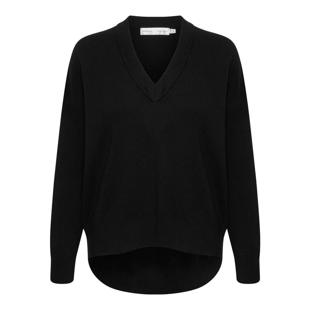 Inwear Women's Black V-Neck Knitwear, Xl, V-Neck Knit Jumper