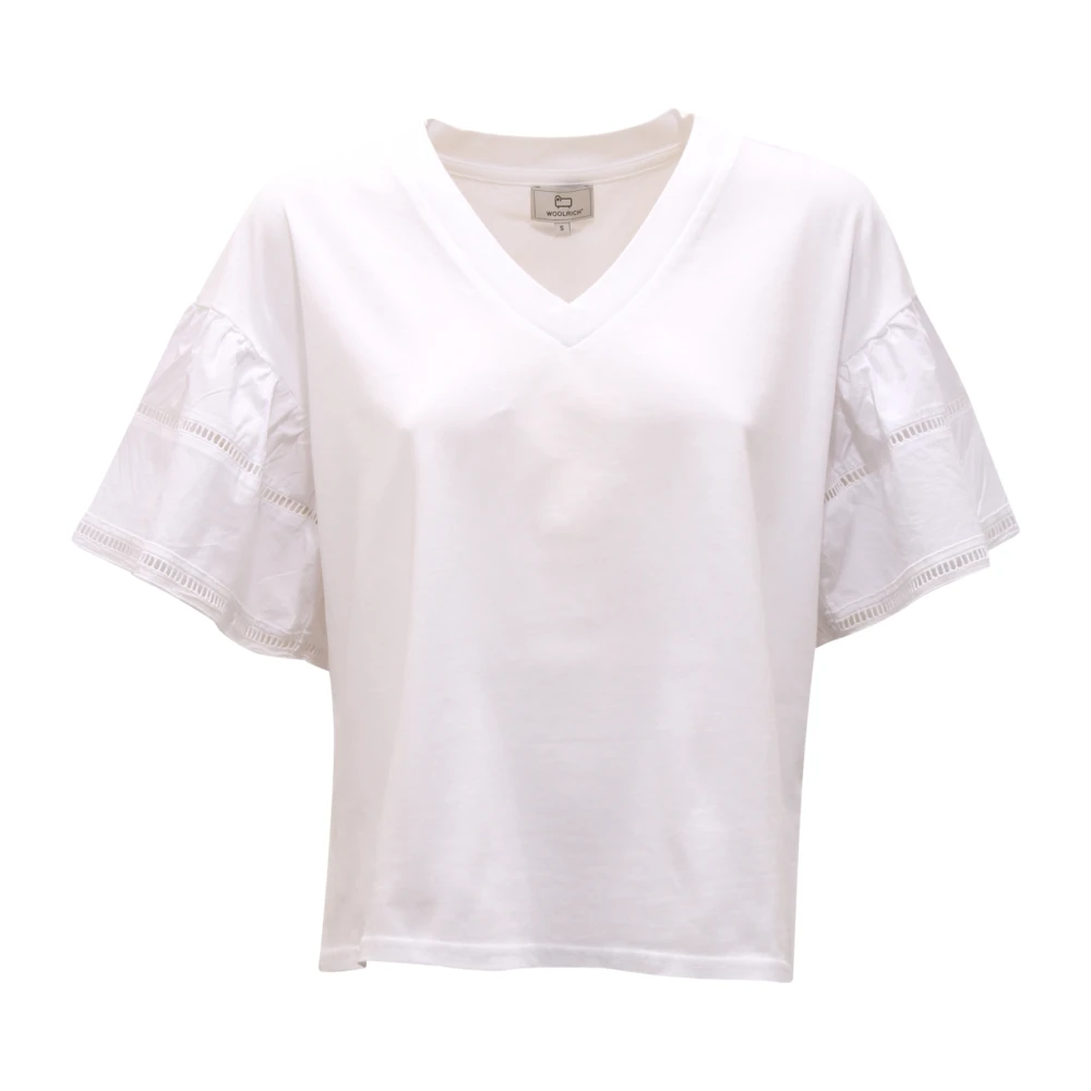 Woolrich Women's White T-Shirts, S, V-Neck T-Shirt