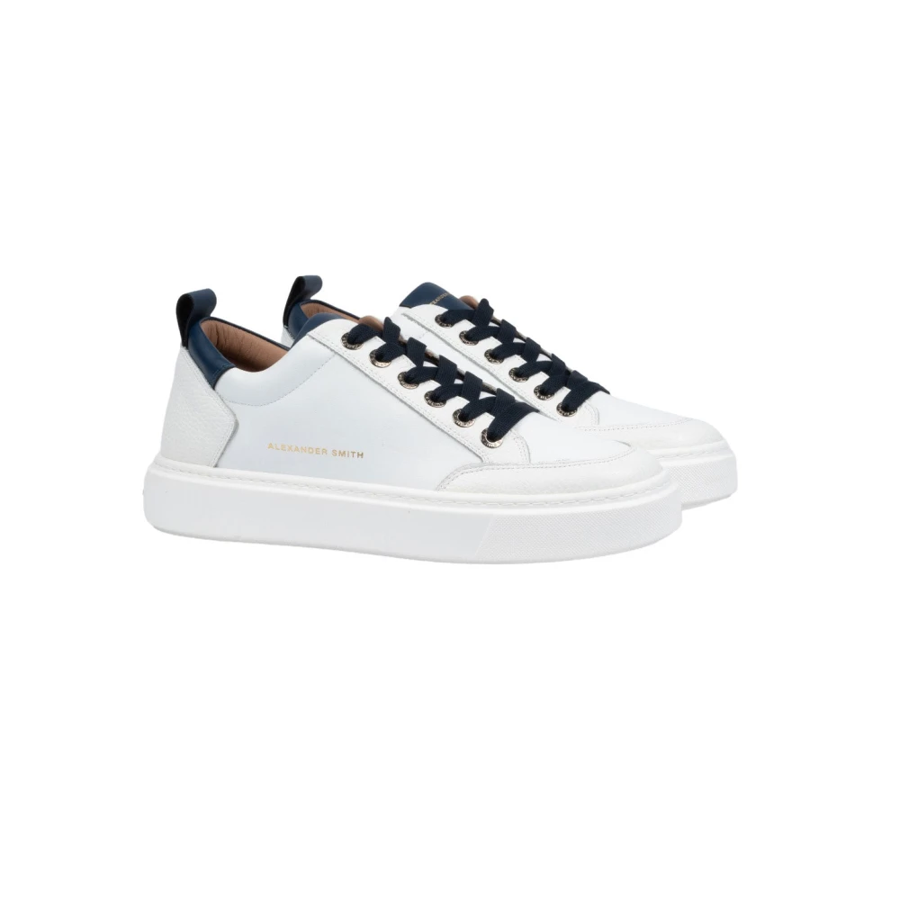 Alexander Smith Witte en Blauwe Sneakers White Heren