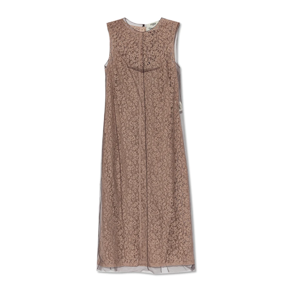 Fendi Beige Lace Midi Dress