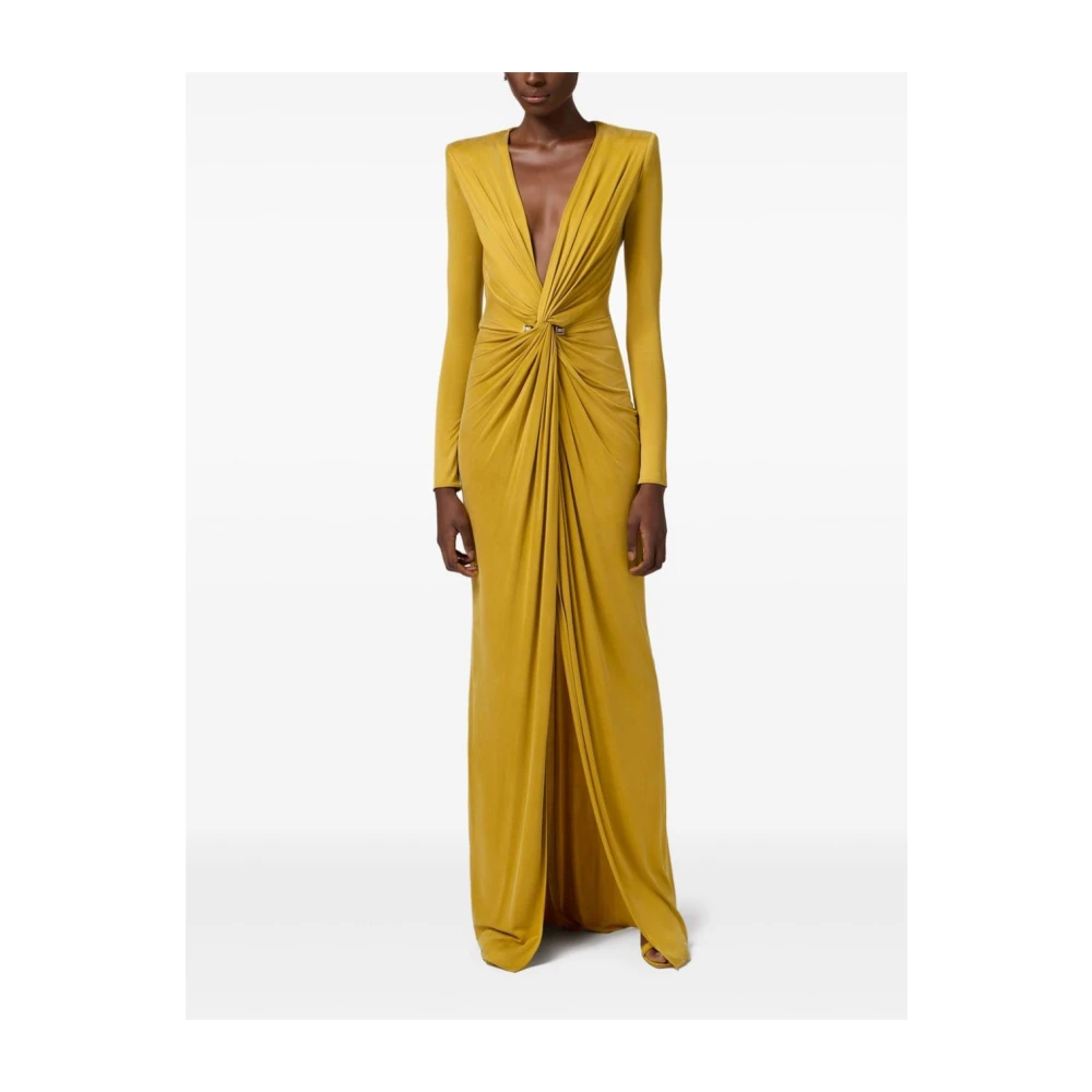 Elisabetta Franchi Elegante Avondjurken Collectie Yellow Dames