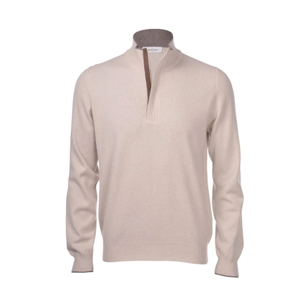 Gran Sasso Wolvenritsweater Kasjmiermix Alcantara Beige Heren