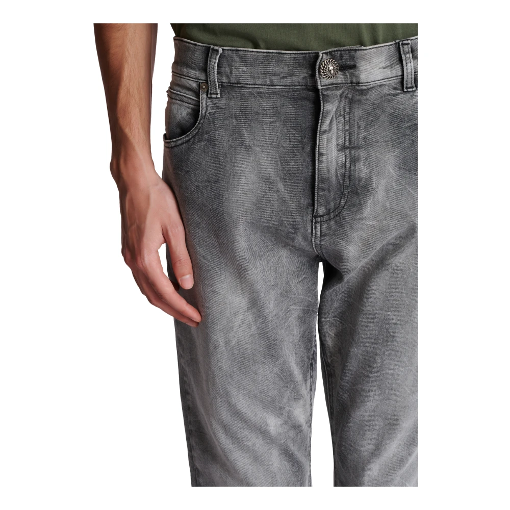 Balmain Grijze denim regular-fit jeans Gray Heren