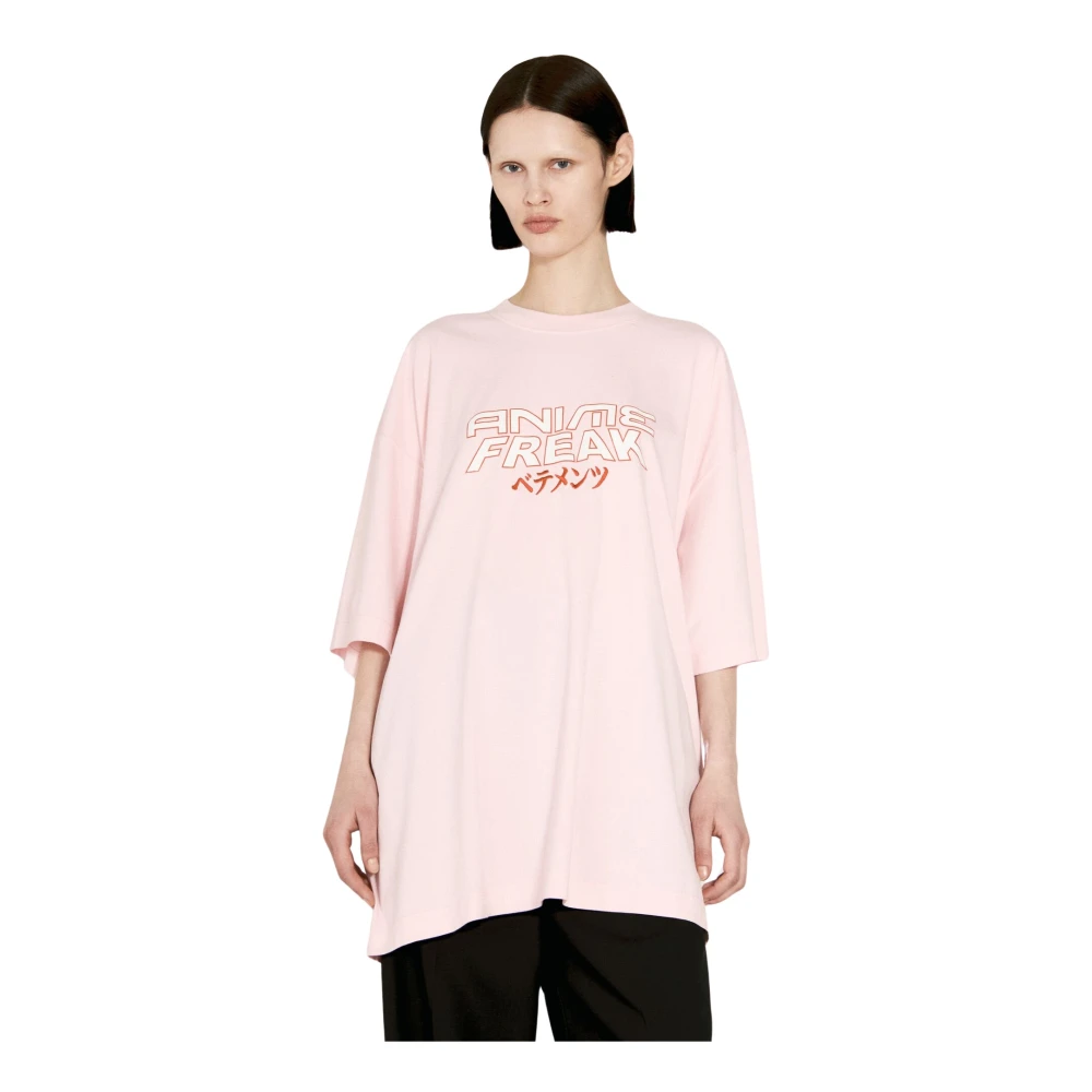 Vetements Anime Freak Katoenen Jersey T-Shirt Pink Dames
