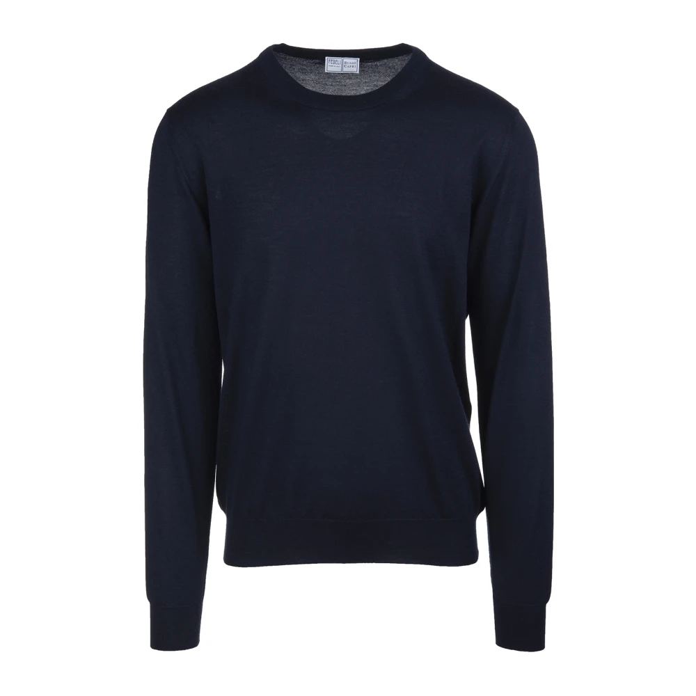 Fedeli Round-neck Knitwear Blue Heren