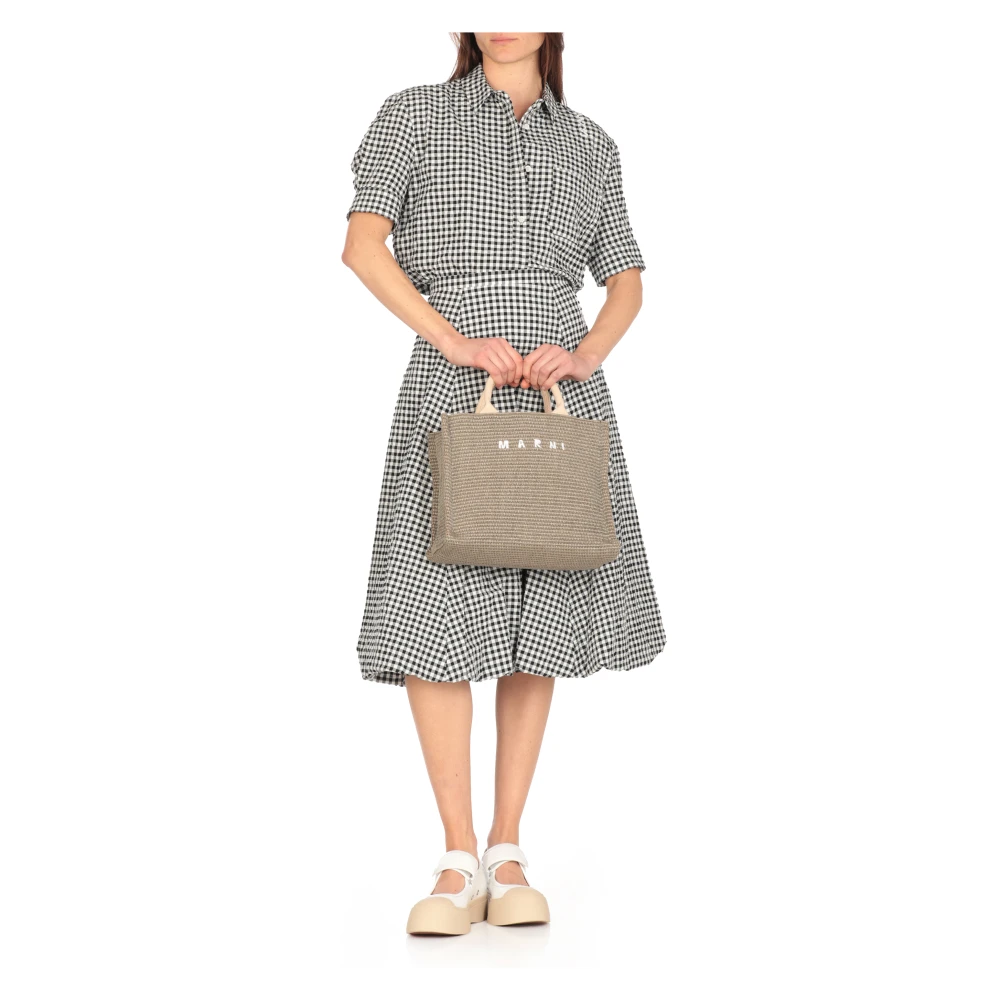 Marni Groene Katoenen Handtas met Handvatten en Riem Green Dames