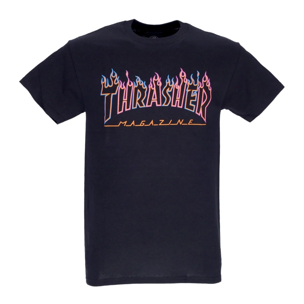 Thrasher Men's Black Neon Flame Tee - T-Shirts - Xl - Tops