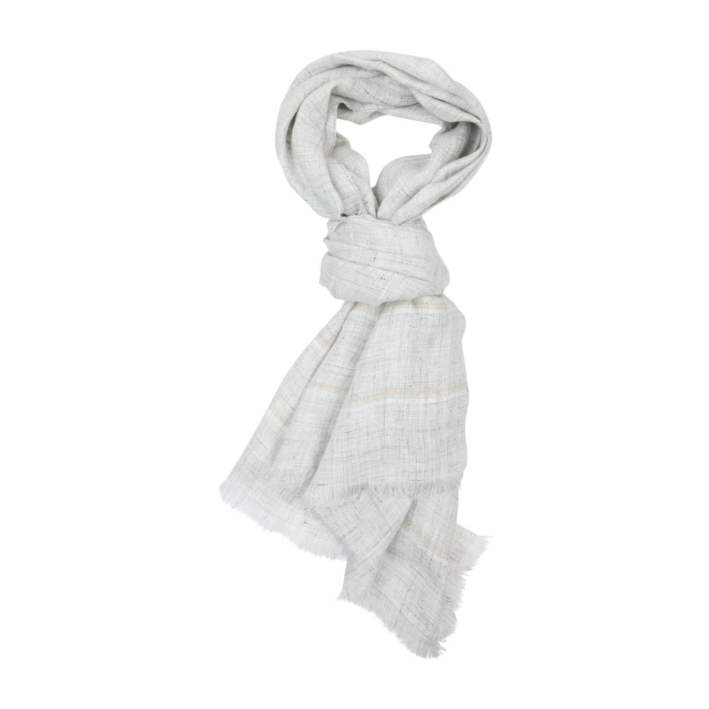 Eleventy Mannelijk Grijs Gestreept Linnen Sjaal