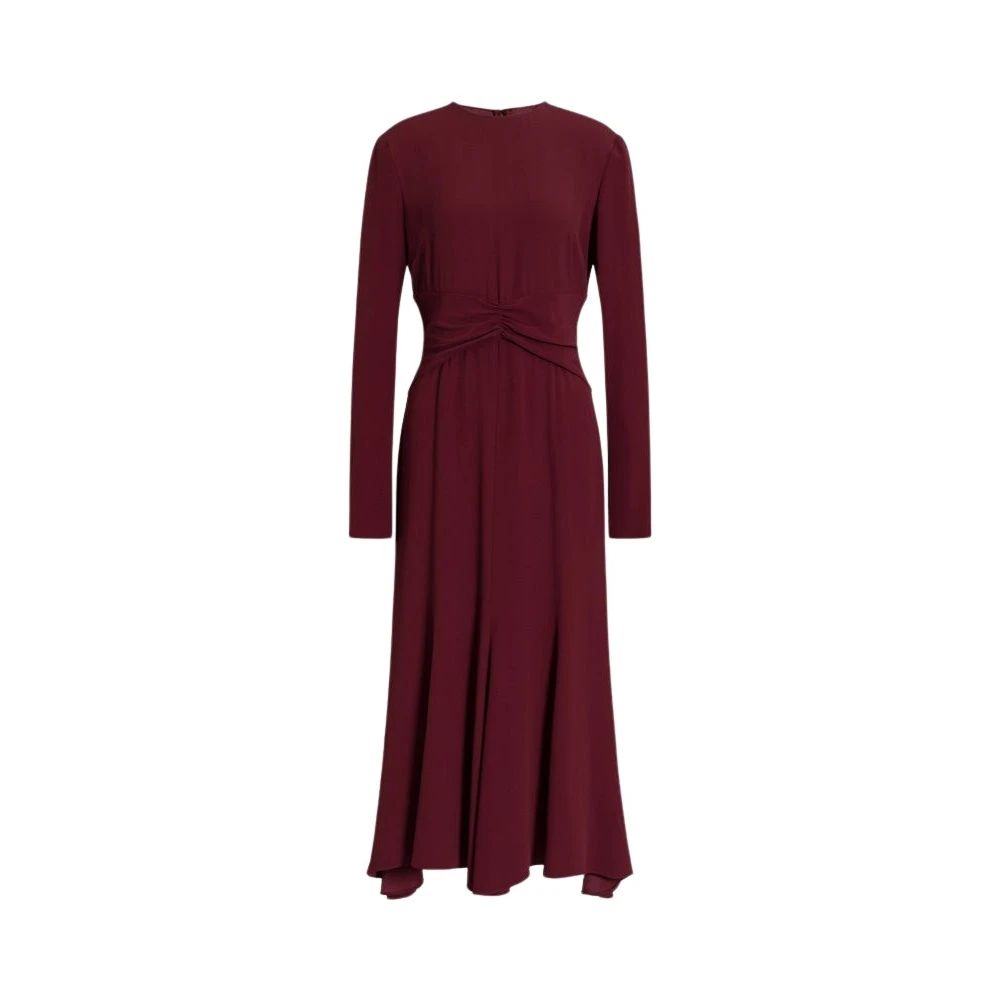 Alberta Ferretti Red Long-Sleeved Midi Dress With Gathe Waist - Female - Midi Dresses - Xs - Dresses
