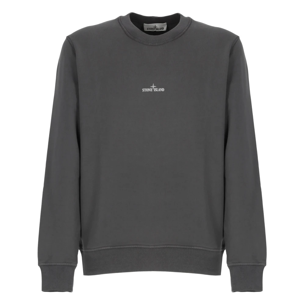 Stone Island Grijze Katoenen Sweatshirt met Logoprint Gray Heren