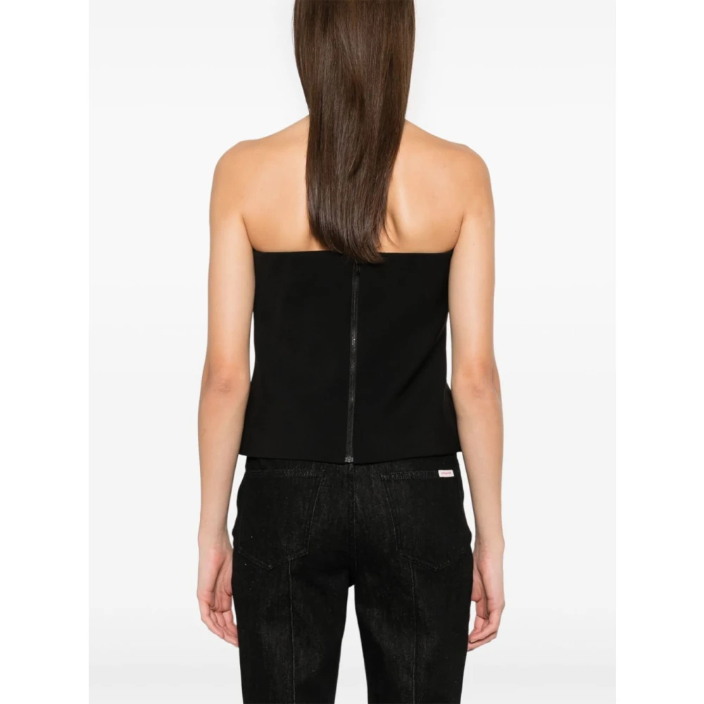 Self Portrait Beaded Bow Bandeau Top Black Dames