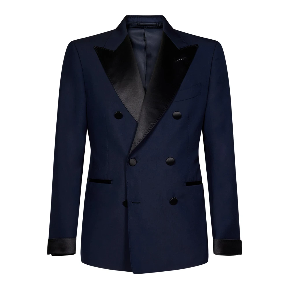 Navy Blue Wool Double-Breasted Blazer