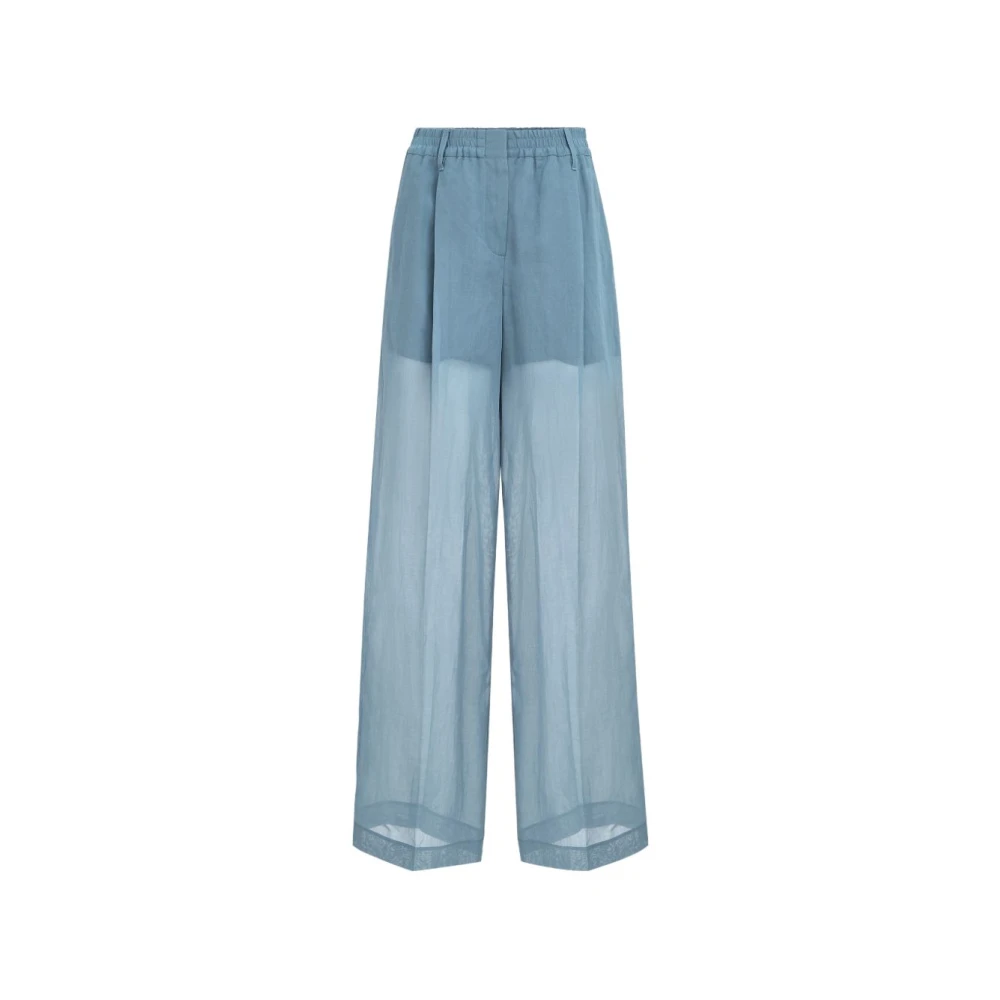 Brunello Cucinelli Women's Blue Wide Trousers, Xs, Sartorial Track Trousers