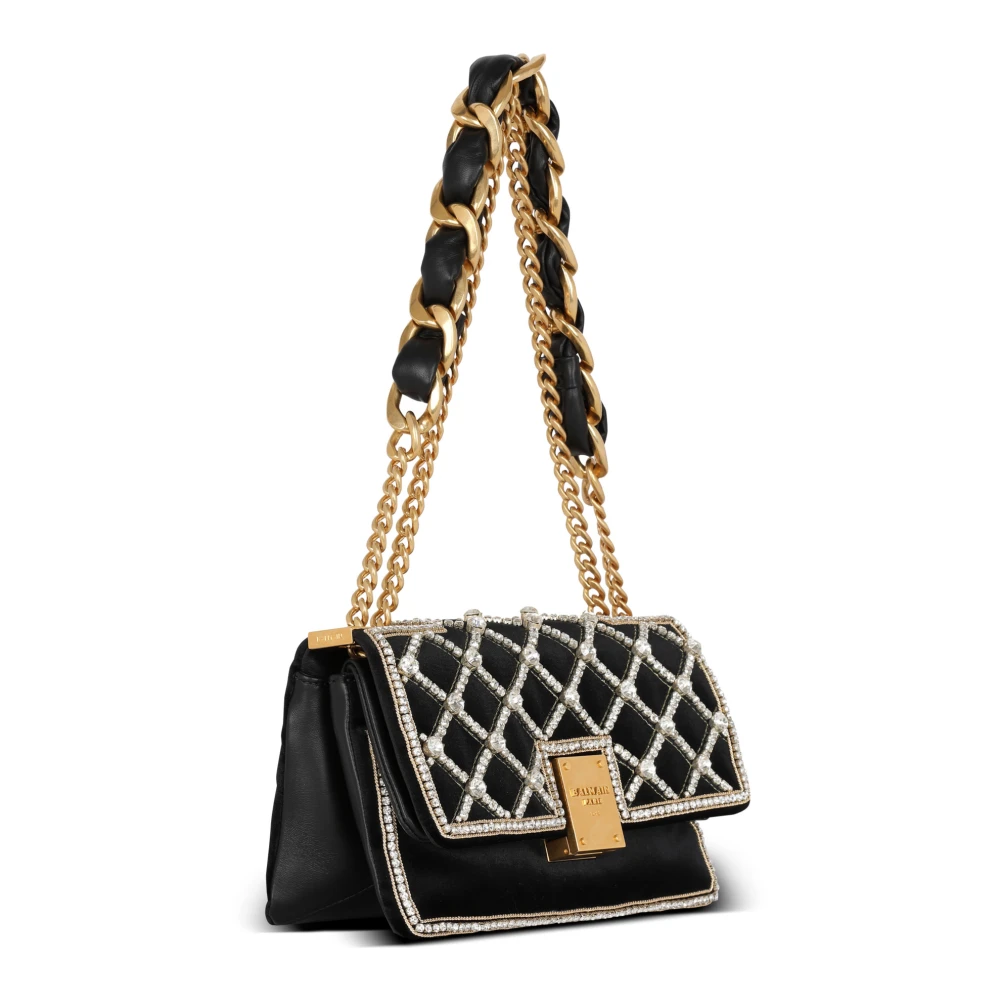 Balmain Kleine Geborduurde 1945 Tas Black Dames