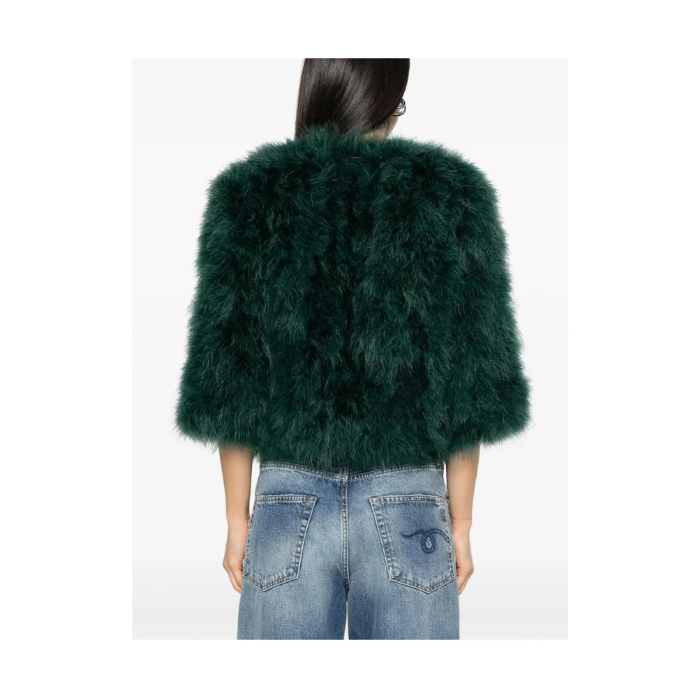 Yves Salomon Bosgroene Faux Fur Jas Green Dames