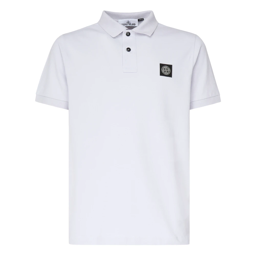 Stone Island Witte Polo Shirt met Logo Patch White Heren