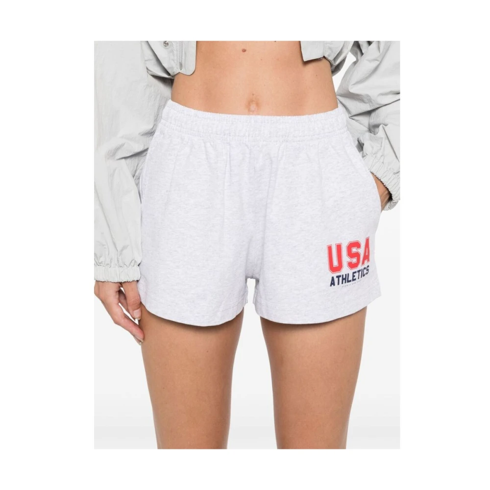 Sporty & Rich Grijze Sportieve Shorts met Logo Gray Dames