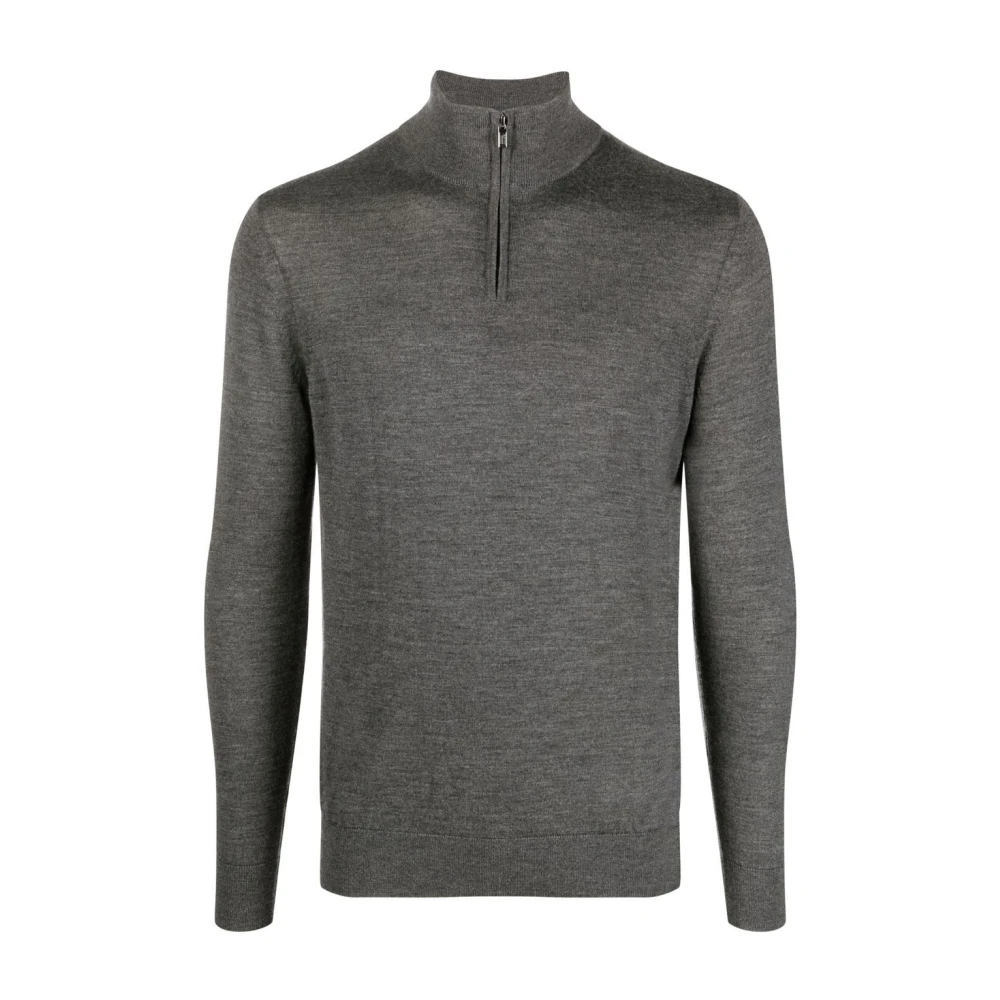 Emporio Armani Wollen Half-Zip Sweater Gray Heren