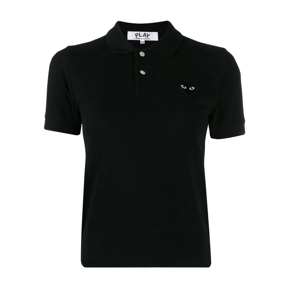 Comme Des Garçons Play Women's Black Polo Shirts, S, Heart-Patch Polo Shirt